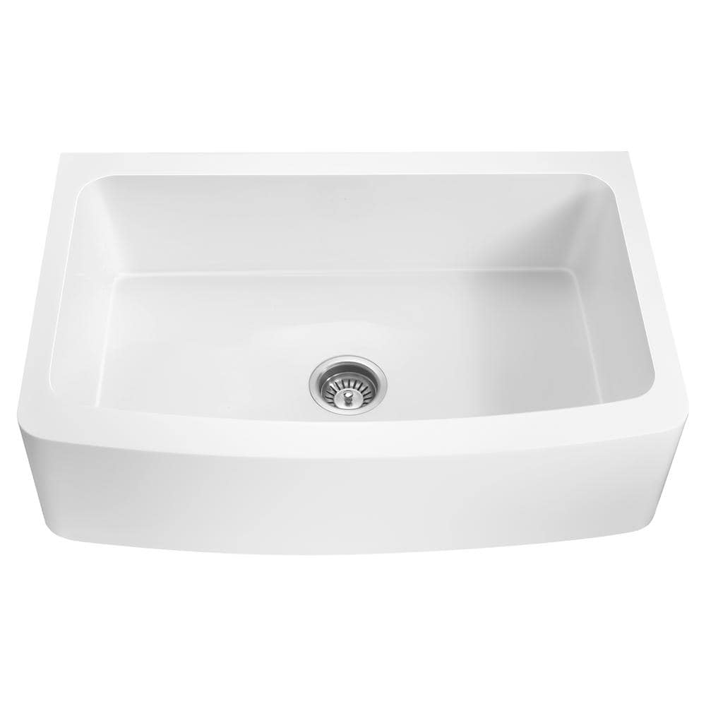 Mesa 33'' Matte White Farmhouse Stone Kitchen Sink