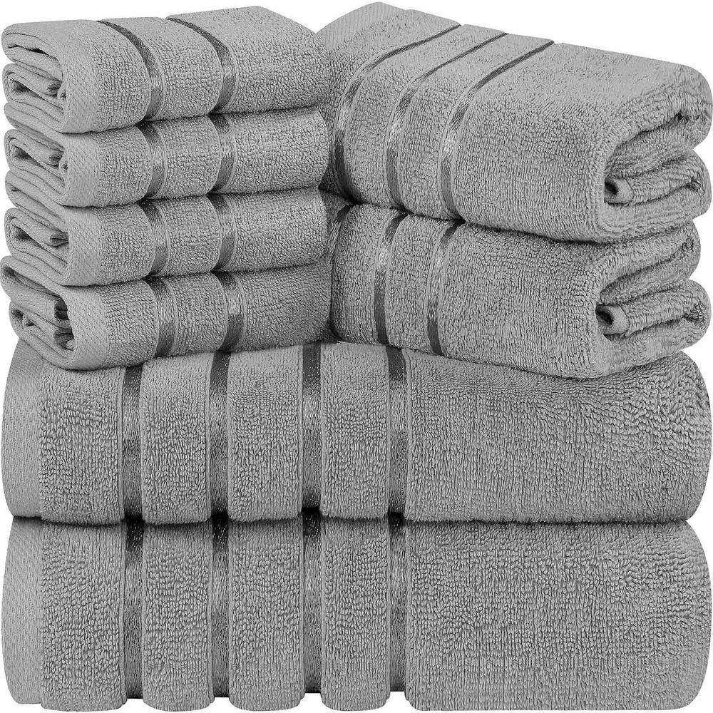 8-Piece Cool Grey Luxury Cotton Towel Set