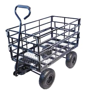 3 cu. ft. Black Steel Utility Garden Cart for 550 Ib.