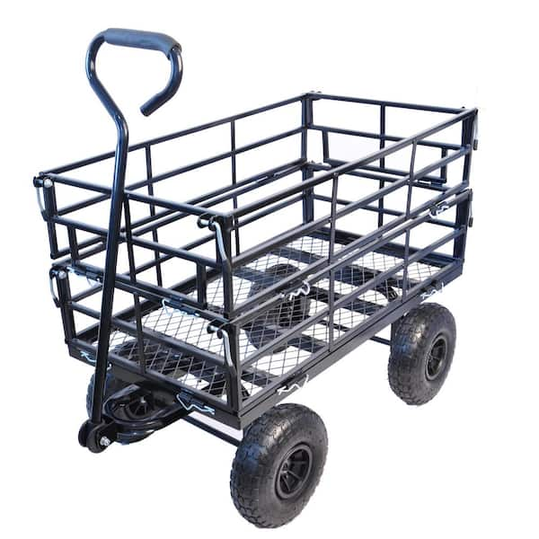 ITOPFOX 3 cu. ft. Black Steel Utility Garden Cart for 550 Ib ...