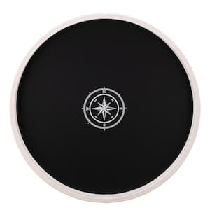 PASTIMES Compass Point 14 in. W x 1.3 in. H x 14 in. D Round Black Leatherette Serving Tray