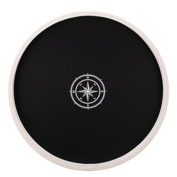 Kraftware PASTIMES Compass Point 14 in. W x 1.3 in. H x 14 in. D Round Black Leatherette Serving Tray