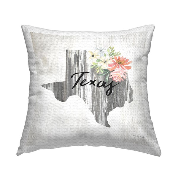 Stupell Industries Rustic Texas State Florals Multi-Color Square Outdoor Throw Pillow