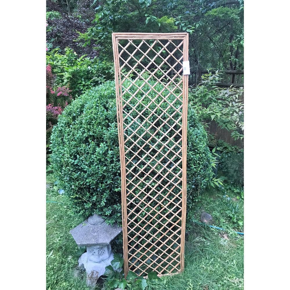 67'' Light Brown Willow Wood Trellis Panel