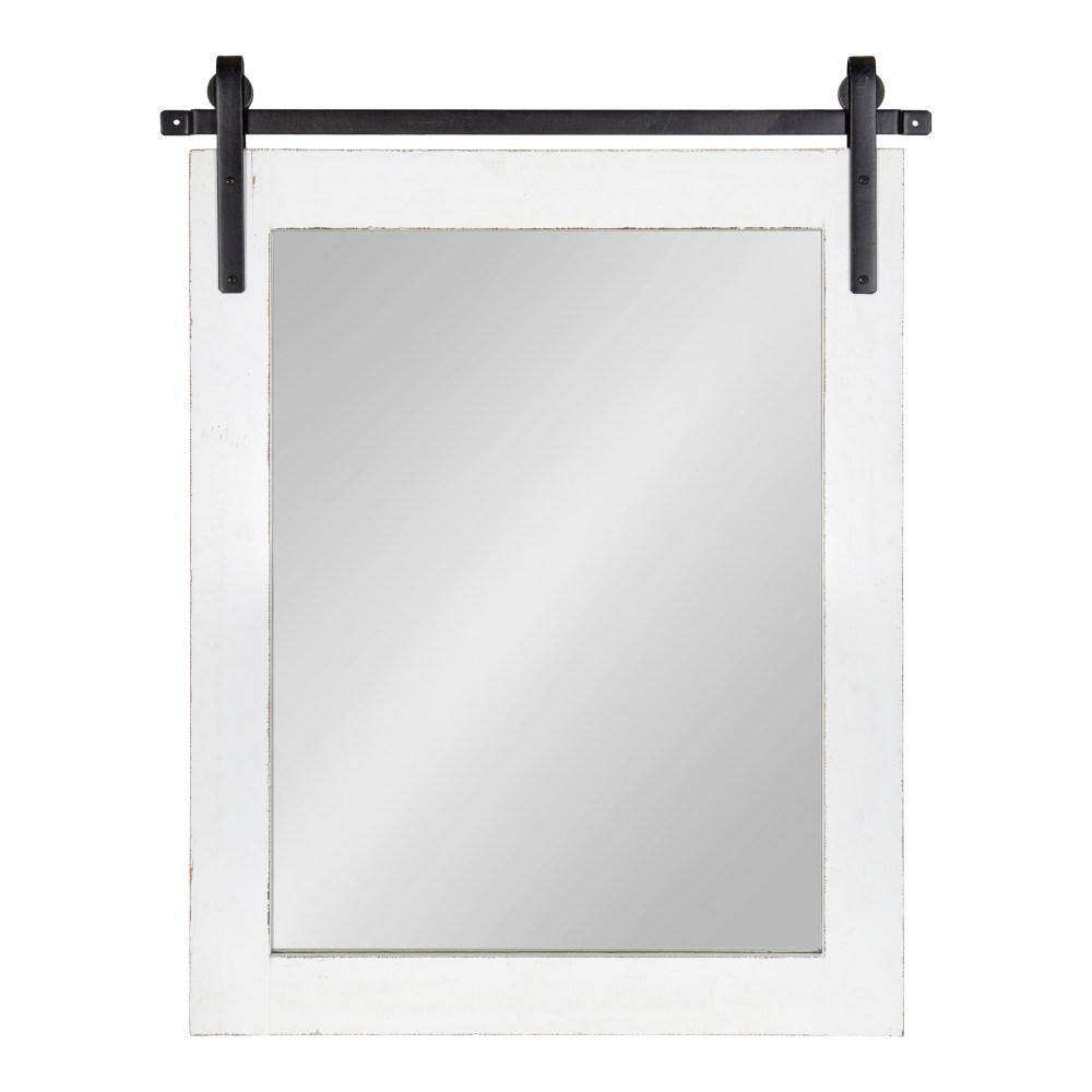 Cates Coastal White Rustic 22" x 30" Wood Frame Wall Mirror