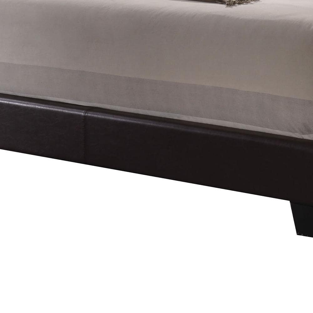 Espresso Faux Leather Tufted Queen Bed with Wood Frame