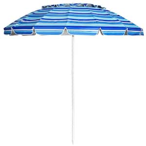 8 ft. Steel Tilt Beach Umbrella Portable Beach Umbrella with Sand Anchor and Tilt Mechanism for Garden and Patio in Navy