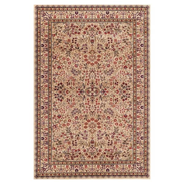 Concord Global Trading Jewel Collection Sarouk Ivory Rectangle Indoor 9 ft. 3 in. x 12 ft. 6 in. Area Rug