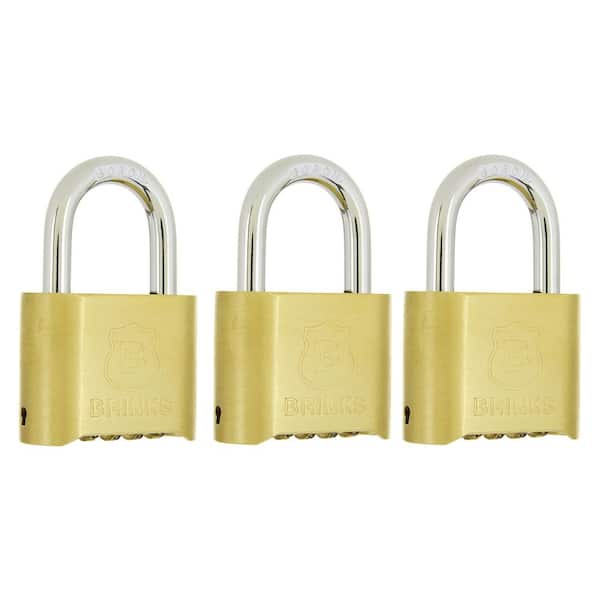 2-in. (50 mm) Solid Body Resettable 4‑Dial Combination Padlock, 2-1/2-in. Shackle, 3-Pack