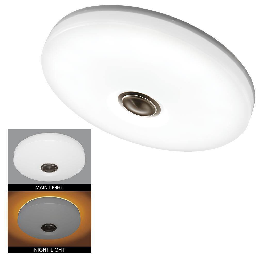 Low Profile 13 in. LED Flush Mount w/ Night Light Feature - 2 Decorative Me