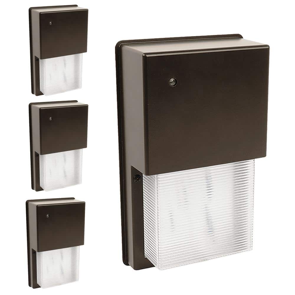 100W Equivalent Integrated LED Bronze Dusk to Dawn Photocell Sensor Security Outdoor Wall Pack Light 5000K, 4-Pack price history on PriceWatchPro