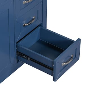 35.5 in. W x 17.7 in. D x 35 in. H Solid Frame and MDF Board Bath Vanity Cabinet without Top in Blue with Drawers