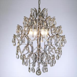 New Orleans 4 -Light Clear Unique/Statement Geometric Chandelier with Crystal Accents