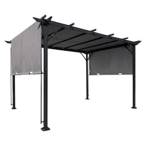 9.5 ft. x 12 ft. Gray Outdoor Waterproof Sunshade Shelter Gazebo with Steel Frame, Retractable Shade Canopy