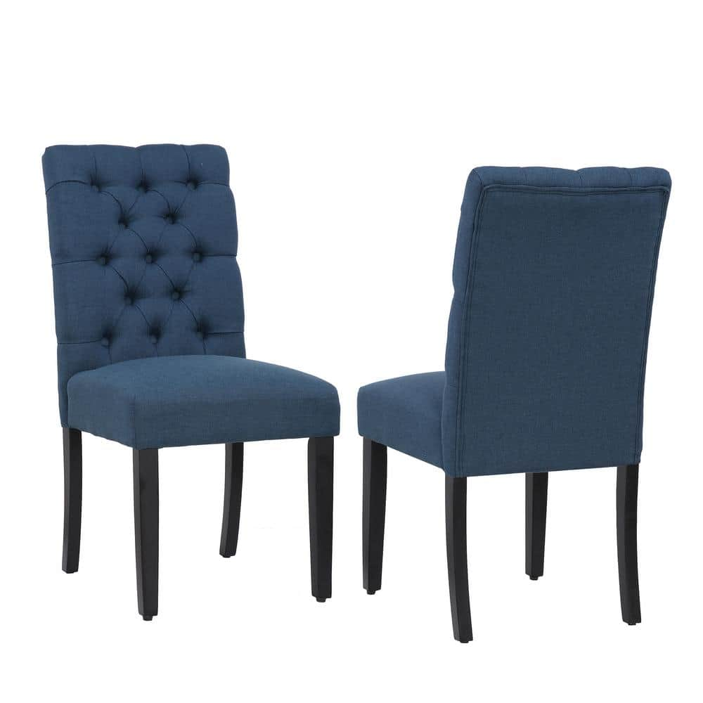 NINA Button Tufted Back Teal Linen Upholstered Dining Side Chair (Set of 2) -  WESTINFURNITURE, ID302-SC-TE-2