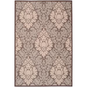 Courtyard Chocolate/Natural 5 ft. x 8 ft. Floral Indoor/Outdoor Patio  Area Rug