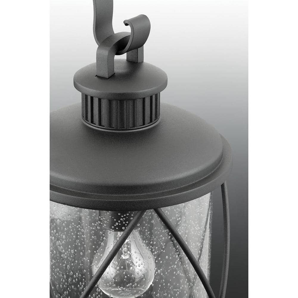 Hollingsworth Black Aluminum Outdoor Wall Lantern with Seeded Glass