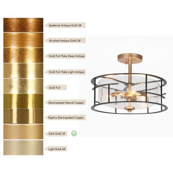 Zevni Modern 3-Light Dark Gold Semi-Flush Mount Light with