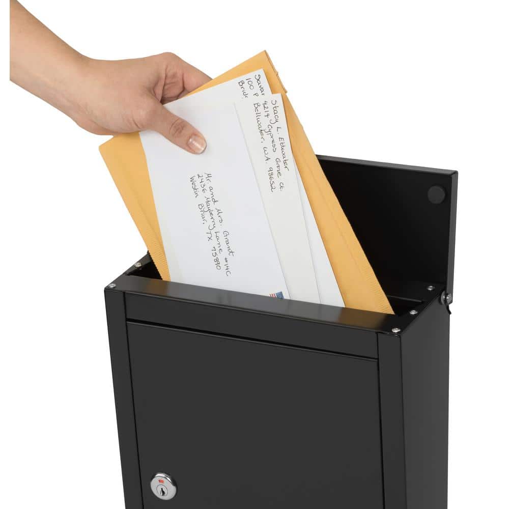 Black Steel Lockable Wall Mount Mailbox