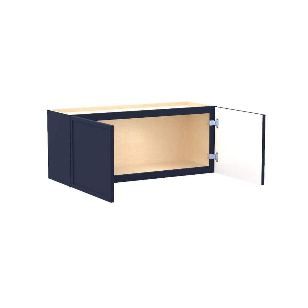 Franklin 36 in. W x 12 in. D x 15 in. H Assembled Plywood Wall Bridge Kitchen Cabinet in Vessel Blue with Soft Close