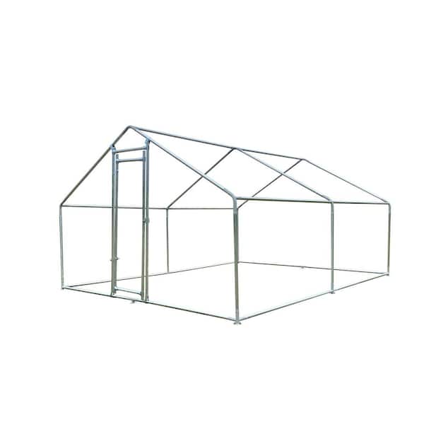 Unbranded 10 ft. W x 13 ft. D Metal Shed, Large Chicken Coop, Walk-in Poultry Cage Spire-Shaped with Lockable Door (130 sq. ft.)