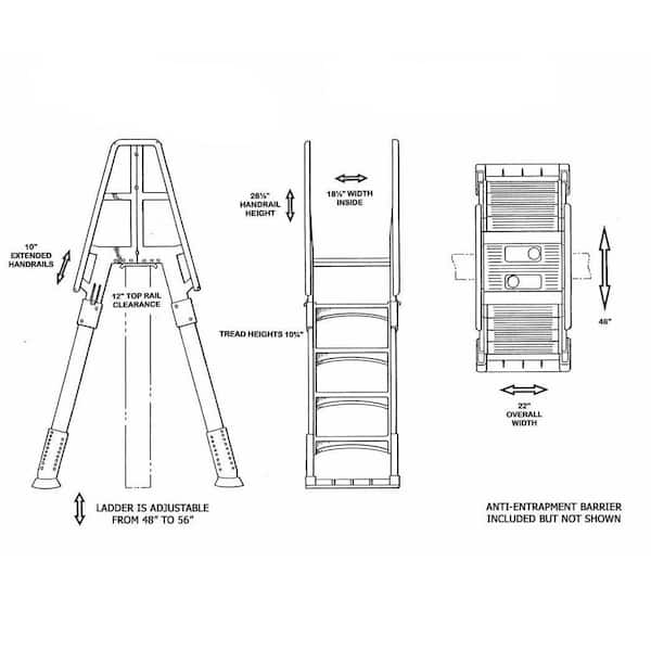 The Vinyl Works Ladder with 4 Steps Stainless Steel for Above