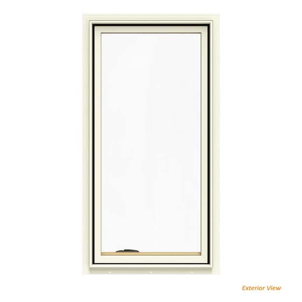 JELD-WEN 24.75 in. x 48.75 in. W-2500 Series Cream Painted Clad Wood Left-Handed Casement Window with BetterVue Mesh Screen