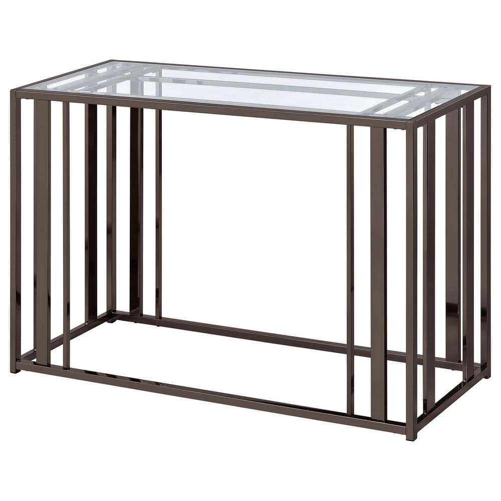Adri Black Nickel Rectangular Glass Top Sofa Table