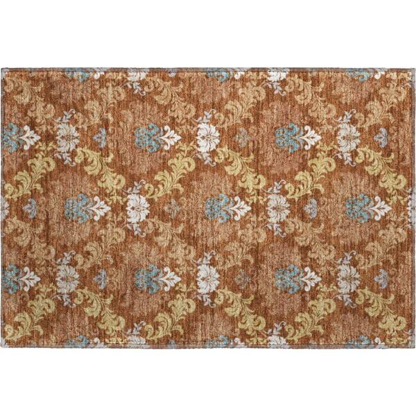 Mayfield Premium Machine Washable Abstract AMF2544 Paprika 2 ft. x 3 ft. Accent Rug
