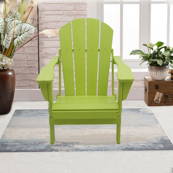 Unbranded Classic Solid All-weather Folding Plastic HDPE Adirondack Chair in Light Green