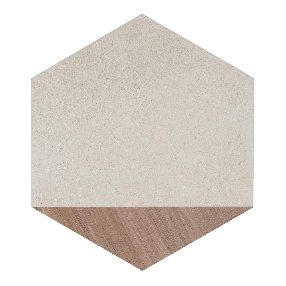 Taupe and Wood Look Hexagon Porcelain Wall & Floor Tile
