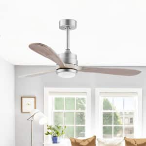 52 in. 3-Blade Indoor Brushed Nickel LED Ceiling Fan with Light Kit and Remote Control