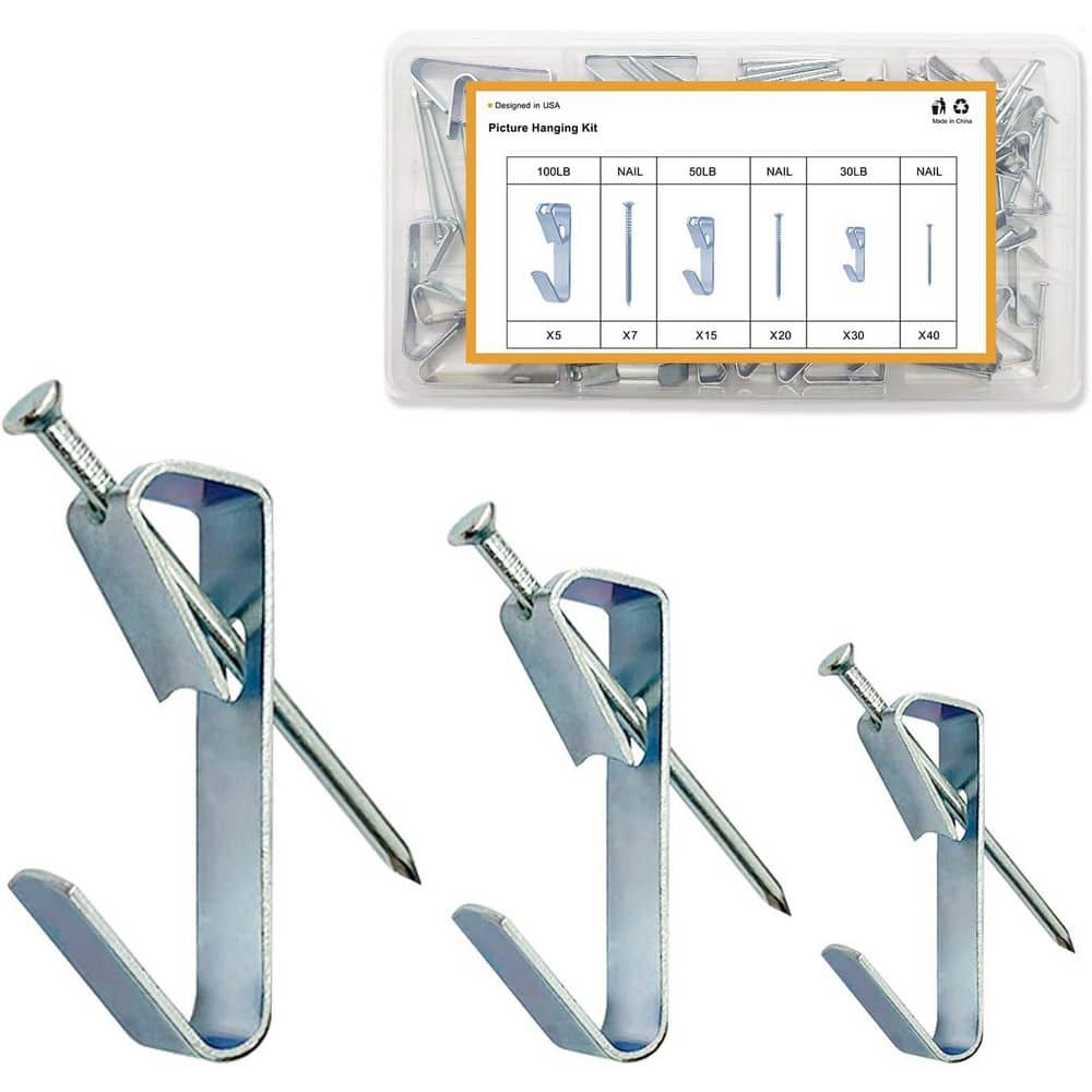 Picture Hanging Kit Assorted Sizes 117-Pieces, Wooden Drywall w/ 30/50/100 