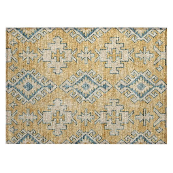 Chantille Machine Washable Indoor/Outdoor Abstract ACN3029 Gold 2 ft. x 3 ft. Accent Rug