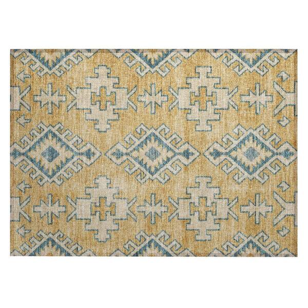 Chantille Machine Washable Indoor/Outdoor Abstract ACN3029 Gold 3 ft. x 4 ft. Area Rug