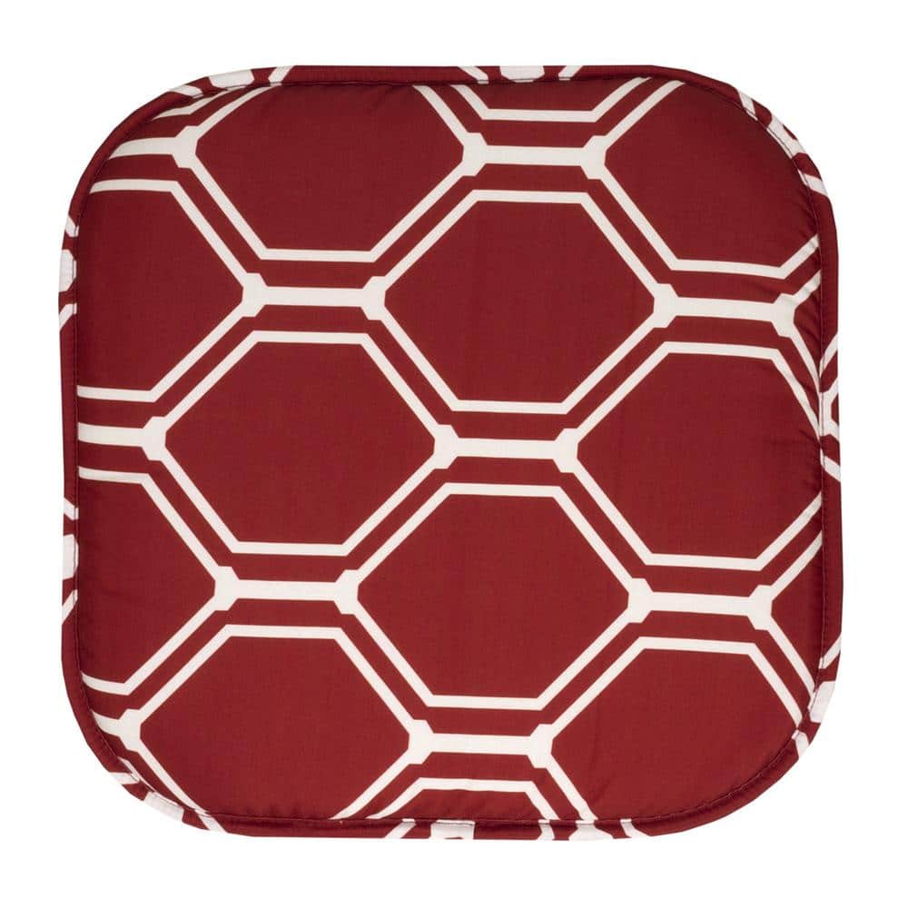 Mirage Wine and White Memory Foam Hexagonal Chair Pads, 16" x 16", 6 Pack