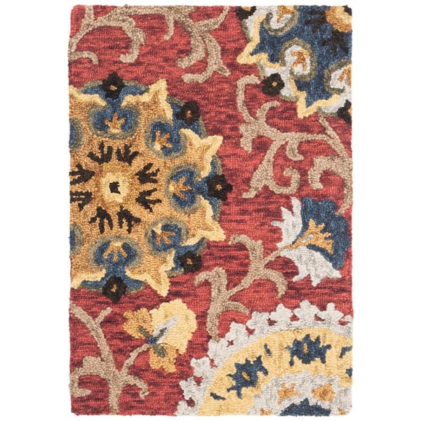 SAFAVIEH Blossom Red/Multi Doormat 2 ft. x 4 ft. Bohemian Floral Area Rug