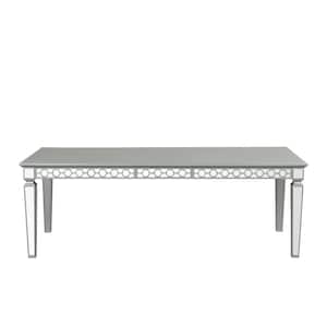 Geneva Silver Champagne Wood Top 90 in. 4 Legs Dining Table Seats 8