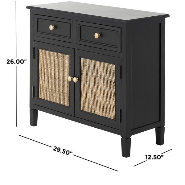 Litton Lane Black Wood 26 in. 2 Drawers and 2 Door Cabinet with
