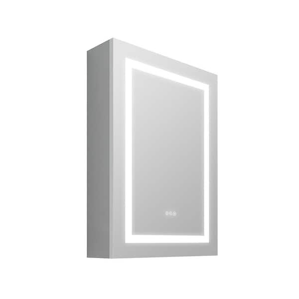 Unbranded 20 in. W x 28 in. H Large Rectangular Silver Aluminum Surface Mount Medicine Cabinet with Mirror