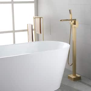Single-Handle Claw Foot Tub Faucet with Pressure-Balanced Control with Hand Shower in Gold