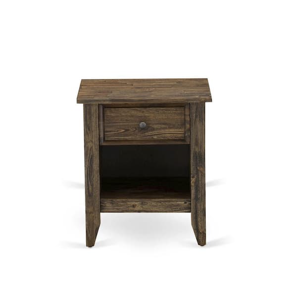 HOME IMPORTS EMPORIUM 18 in. x 21 in. Distressed Jacobean Modern End Table Wood Laminate Top - Rectangle Nightstand with a Drawer for Bedroom