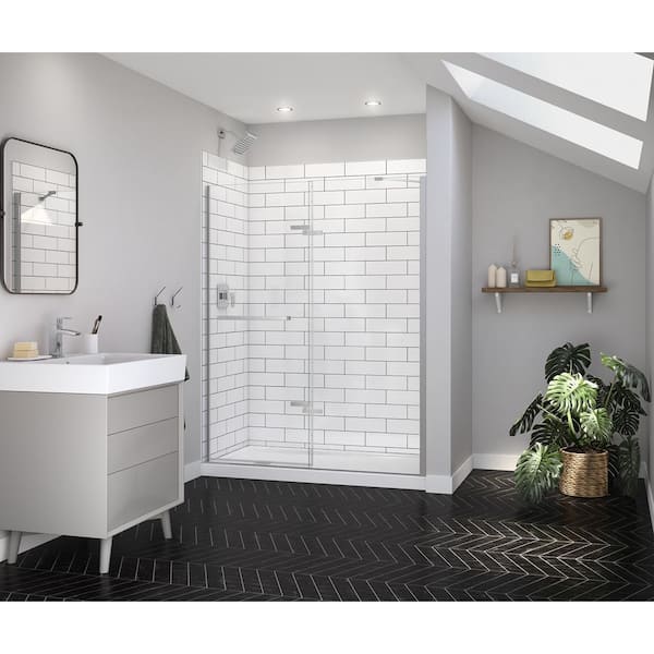 Reveal Sleek 59 in. W x 71.5 in. H Pivot Frameless Alcove Shower Door in Chrome