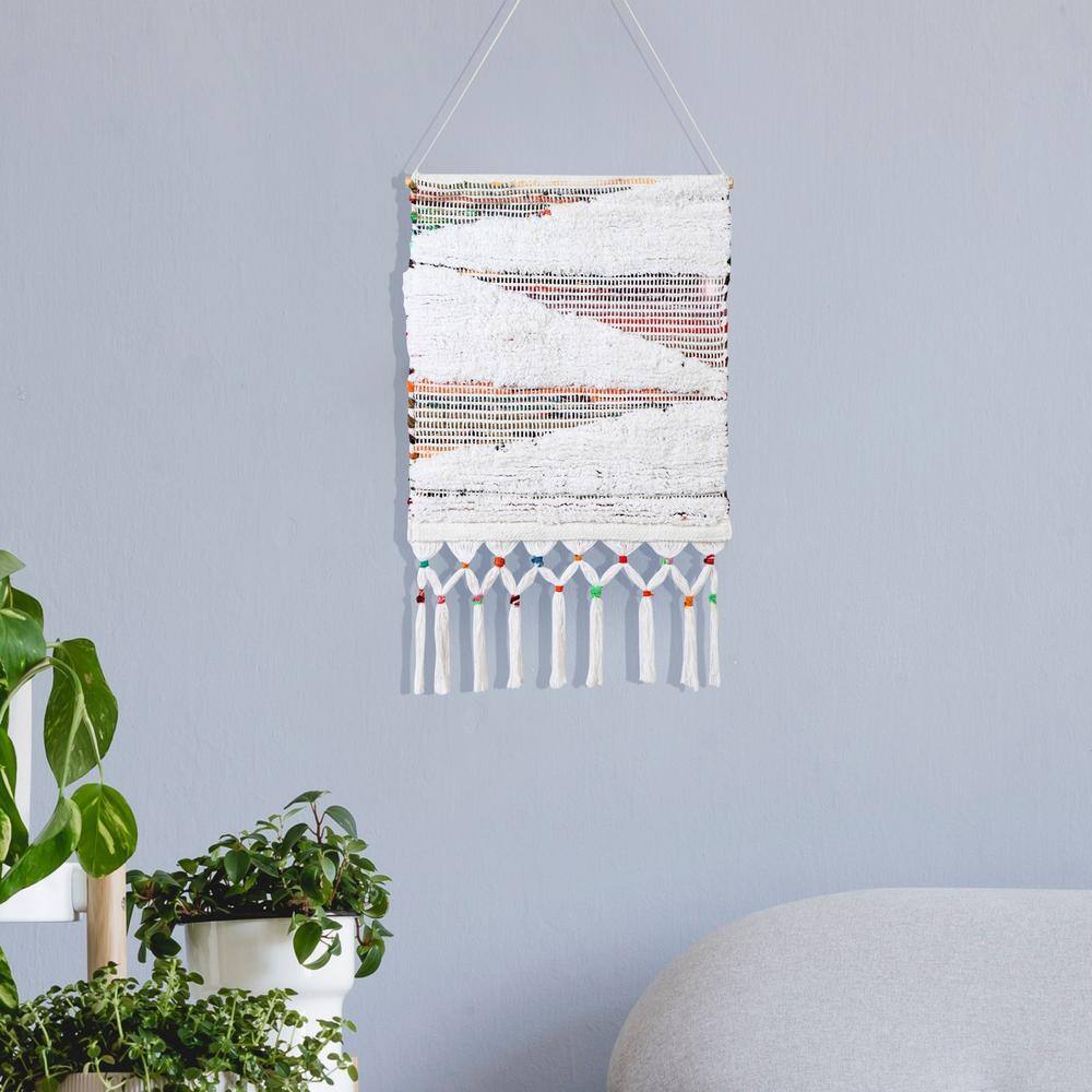 Boho Chindi Multicolor Woven Wall Hanging with Fringe
