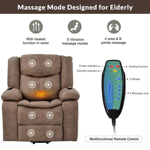 Brown Polyester Heating System Massage Chair with Remote Control