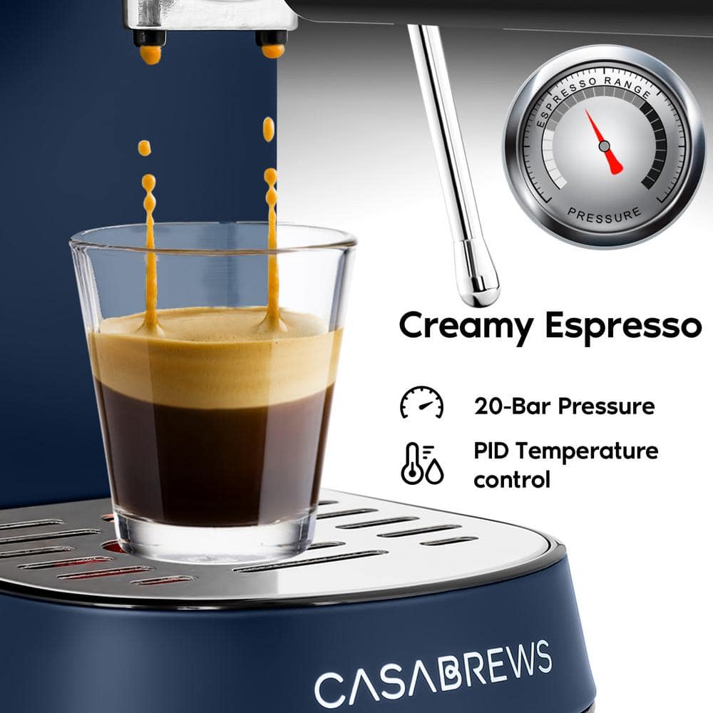 Sapphire Blue Semi-Automatic Espresso Machine with Steam Wand