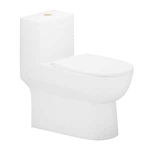 1-piece 1.0/1.6 GPF Dual Flush Elongated Toilet in. White Seat Included