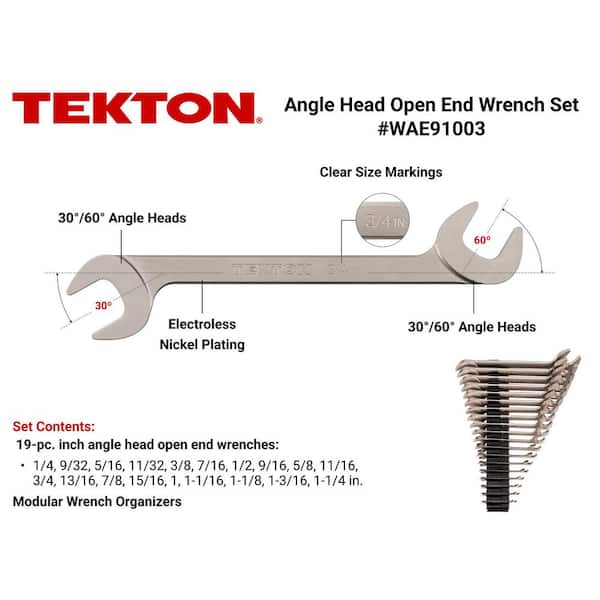 1/4 - 1-1/4 in. Angle Head Open End Wrench Set with Modular Wrench Organizer (19-Piece)