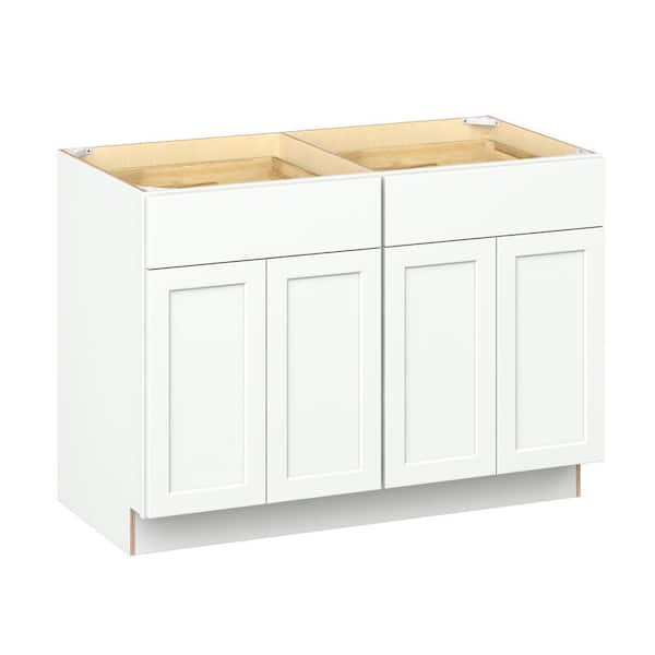 Emerson Pure White Base 2-Drawer with 4-Door Ready to Assemble Kitchen Cabinet (48 in. W x 34.5 in. H x 24-in. D)