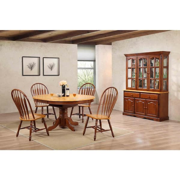 AndMakers Oak Selections Nutmeg Brown with Light Oak Solid Wood Dining Side Chair (Set of 2)